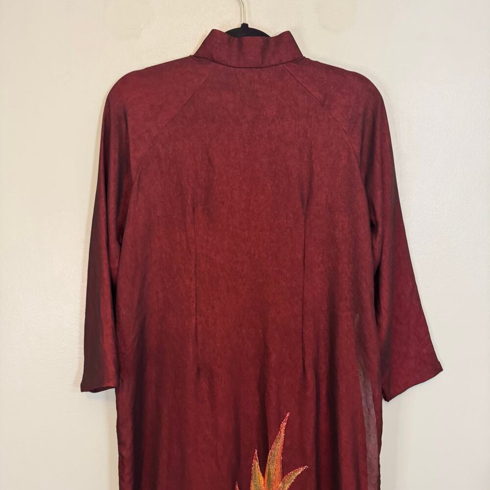 My Hauh Ao Dai Dress M/L Red Midi Vietnamese Cultural Ethnic Artsy Traditional - Picture 7 of 10